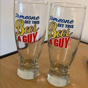 “Someone get this beer a guy” twin set